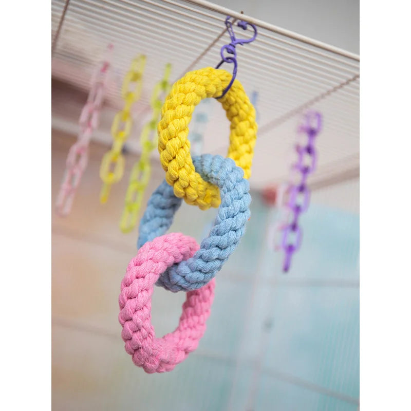 Chew-Proof Triple Ring Cotton Rope Toy - Hand-Braided Knot Ball