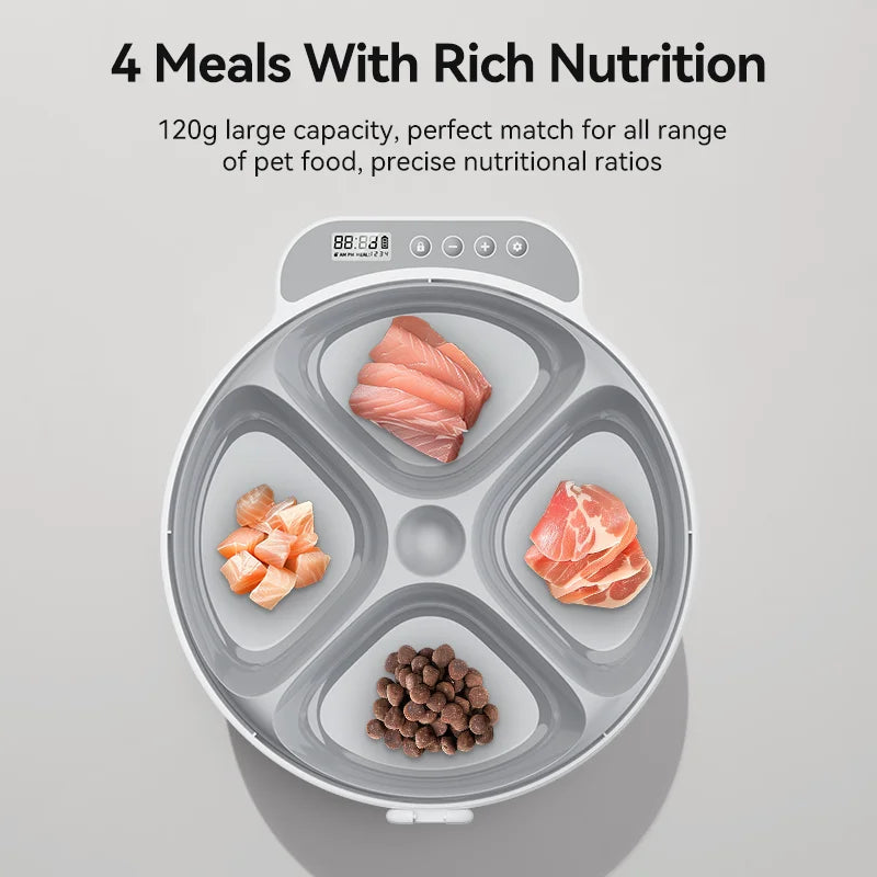 Automatic Pet Feeder 4 Meals For Wet Dry Food Feeding
