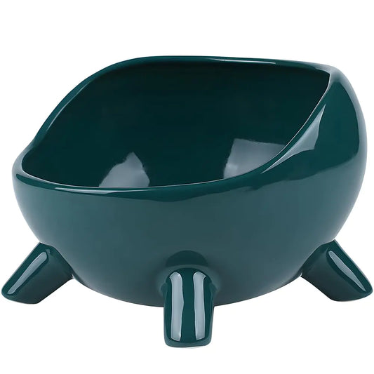 JOLLYJINKS Cat Food Bowl for Cats and Small Dog - 10oz Four-Legs Ceramic Cat Food and Water Bowls for Indoor Cute Cat Stability Food Dish (Deep Green)