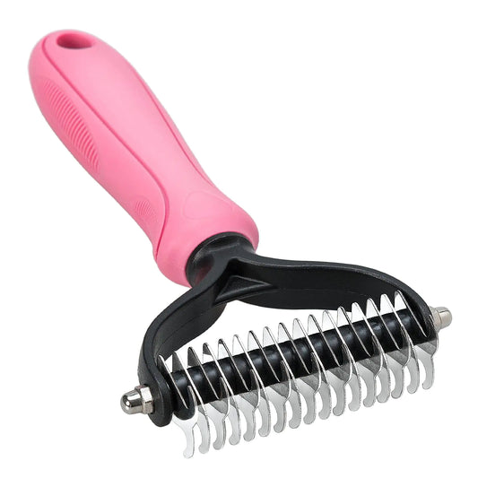 whoobell Undercoat Rake for Dogs 2 Side Undercoat Brush for Deshedding and Dematting for Dog Cat Rabbit Professional Pet Grooming HairTools Removes Loose Undercoat and Nasty Shedding Pink