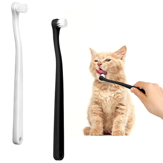 Sliverdew 2 Pack Soft Small Dog Toothbrush Cat Tooth Brush Easy to Handle Teeth Cleaning Head Pet Deep Clean Dense Brush for Puppy Kitten Small Dog & Cat Portable Travel Friendly Black and White