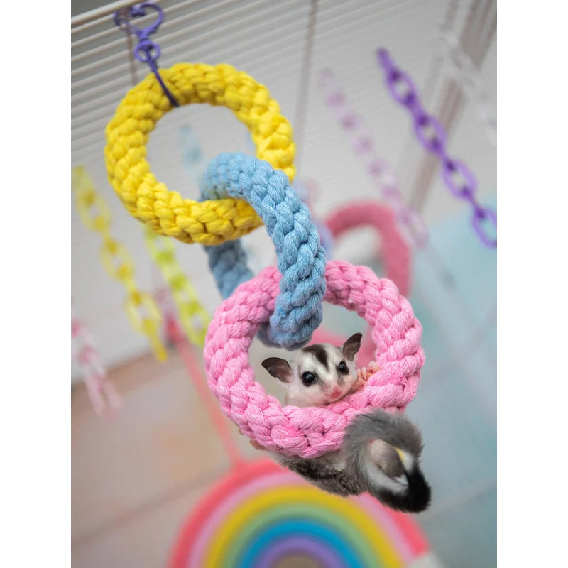 Chew-Proof Triple Ring Cotton Rope Toy - Hand-Braided Knot Ball