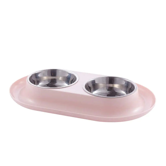 MXCELL Double Dog Cat Bowls Premium Stainless Steel Pet Bowls with No-Spill PP Station Food Water Feeder for Cats and Small Dogs