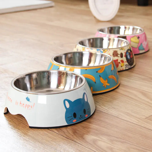 Cat and Dog Cartoon Food Bowls