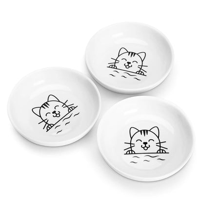 Y YHY Cat Bowls Cat Dishes 5OZ Cat Food and Water Bowls for Dry and Wet Food 3 Set Wide Dish White Cat Bowl for Indoor Cat Dog Kitten Puppy Rabbit